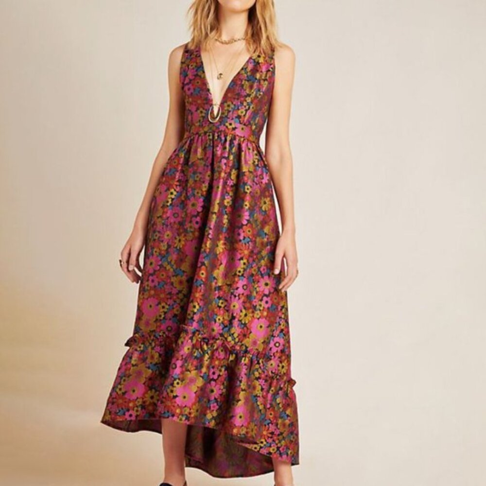 Anthropologie Hutch Floral Jacquard Dress 6